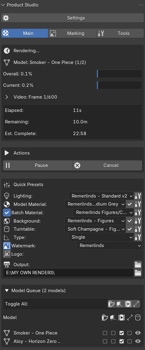 Revedra batch render panel · live in Blender